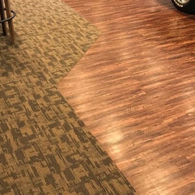 Hardwood to carpet transition from Kluesner Flooring in Manchester, IA