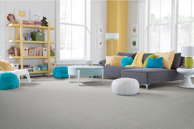 Colorful room with clean carpet flooring